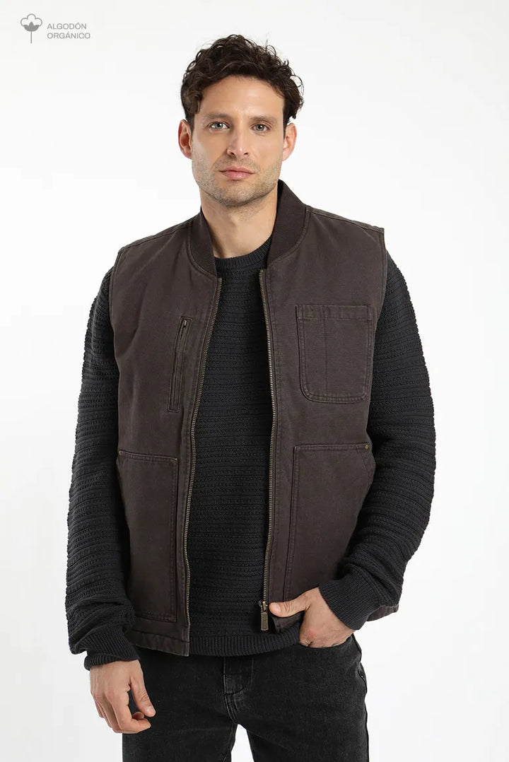 Chaqueta sin mangas Fresno café