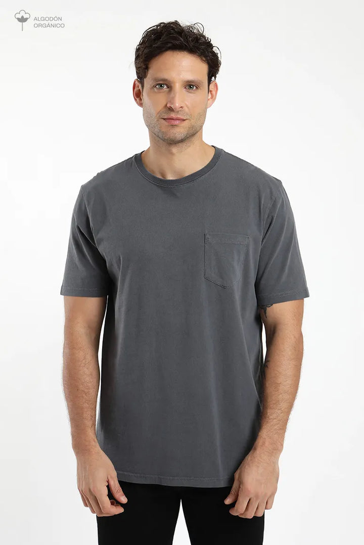 Polera manga corta Bolsillo grafito