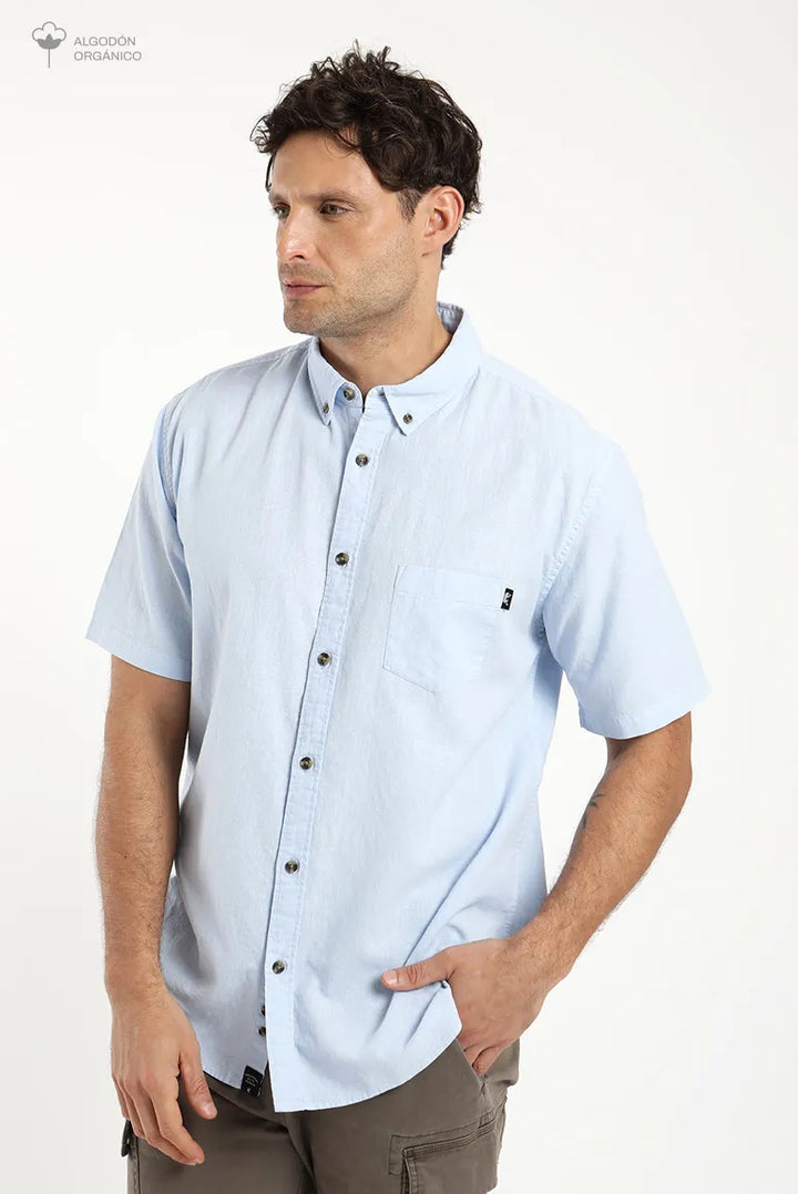 Camisa manga corta Classic celeste - Lino y algodón orgánico