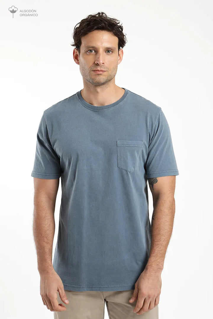 Polera manga corta Bolsillo azul