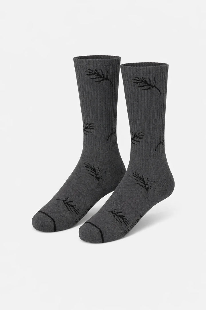 Calcetín hombre Hojas gris