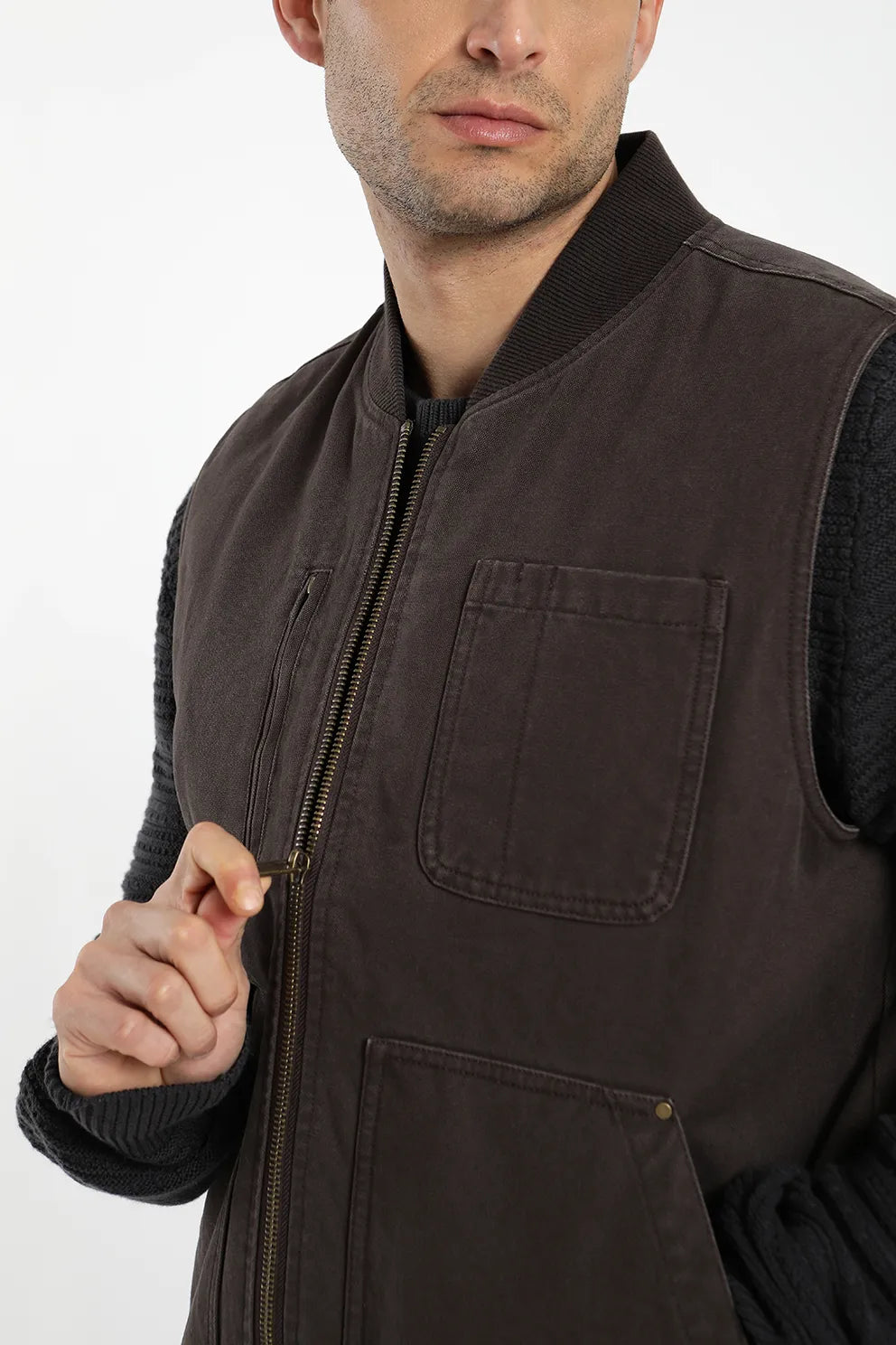 Chaqueta sin mangas Fresno café