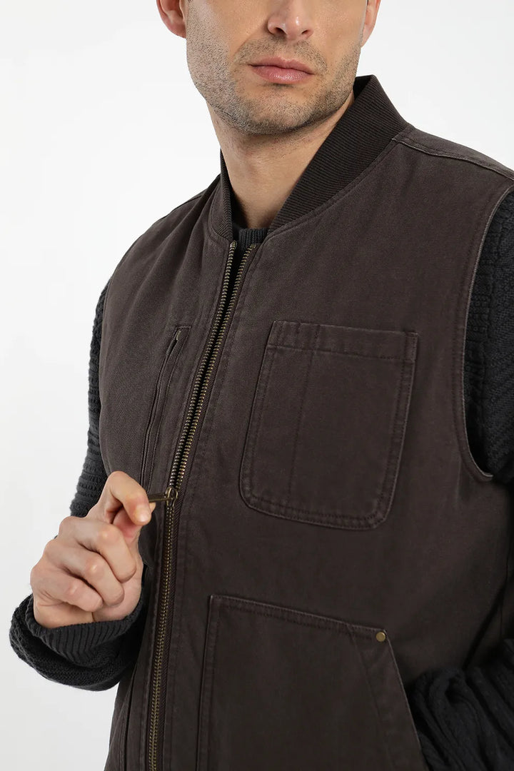 Chaqueta sin mangas Fresno café
