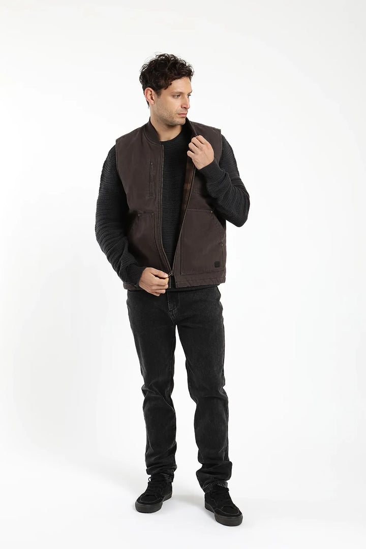 Chaqueta sin mangas Fresno café