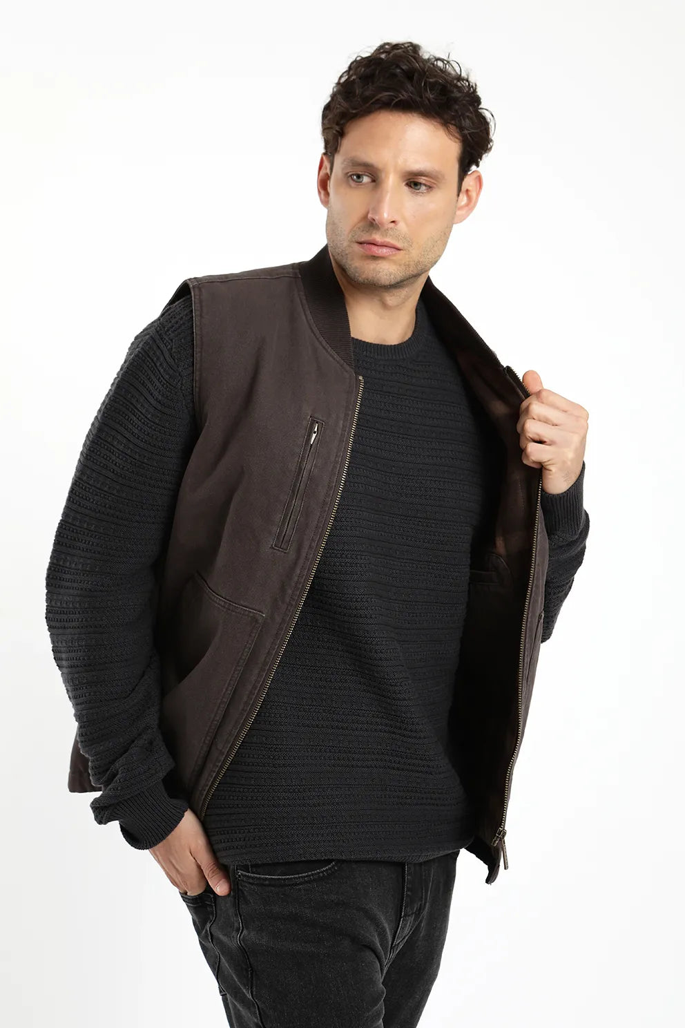 Chaqueta sin mangas Fresno café