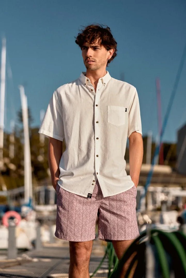 Camisa manga corta Classic blanco - Lino y algodón orgánico