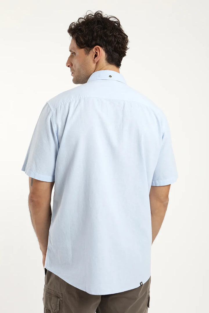 Camisa manga corta Classic celeste - Lino y algodón orgánico