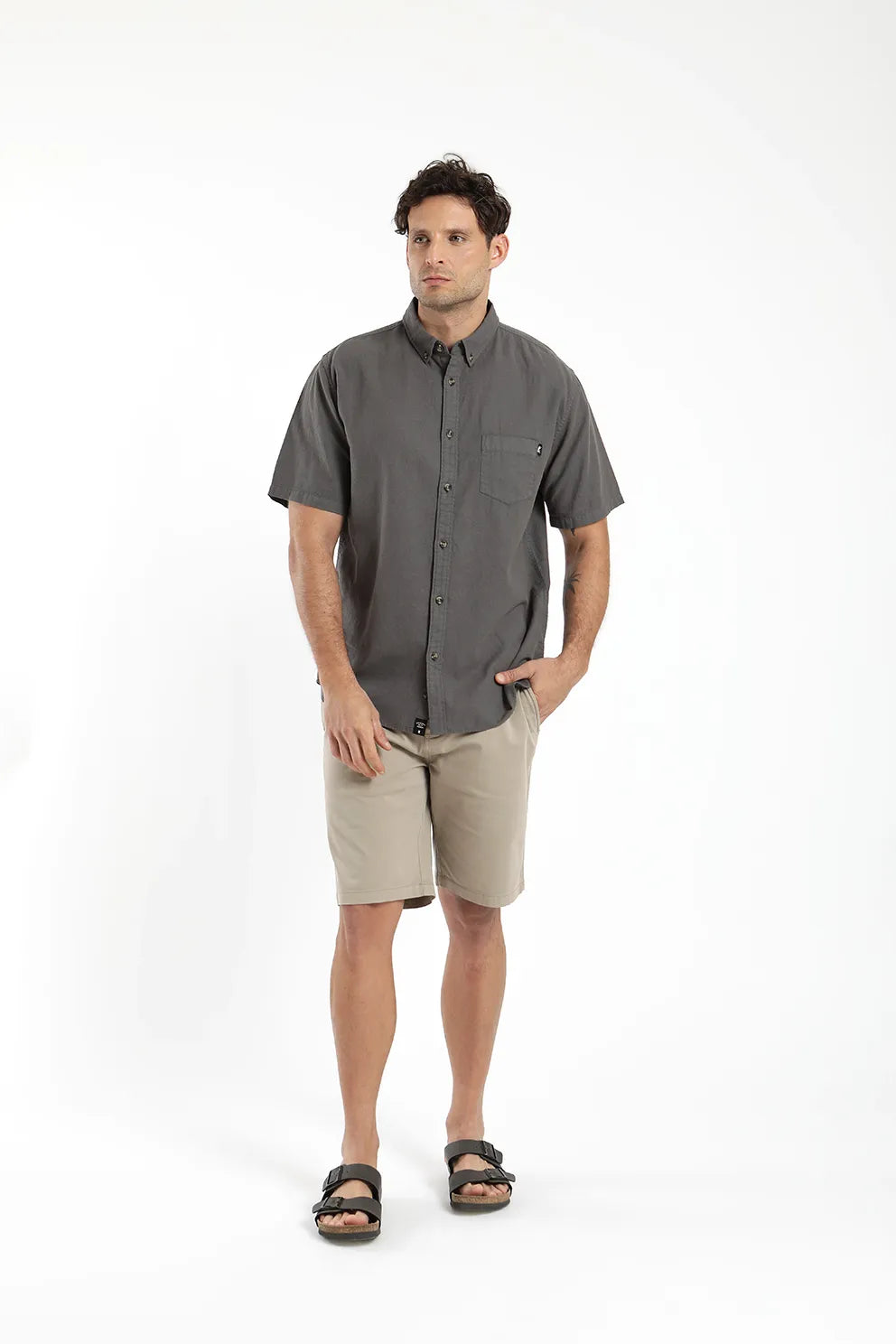 Camisa manga corta Classic GRAFITO - Lino y algodón orgánico