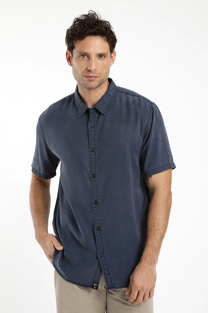 Camisa hombre manga corta Puelche azul