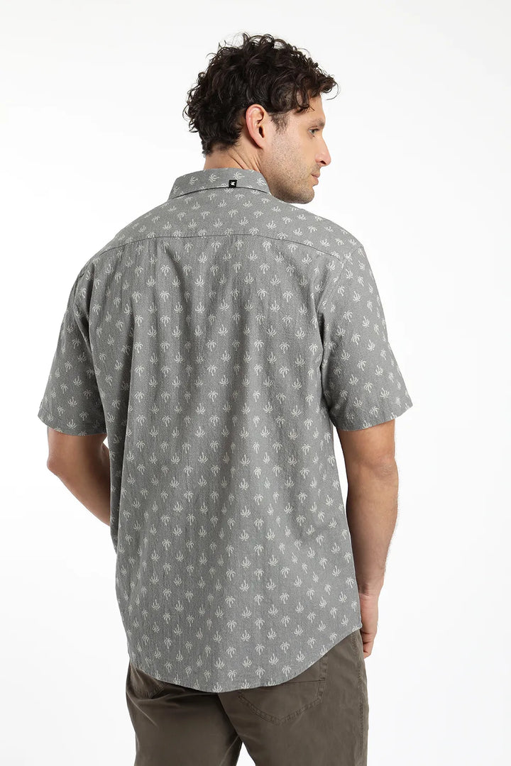 Camisa hombre manga corta Texture palmeras olivo - Algodón orgánico