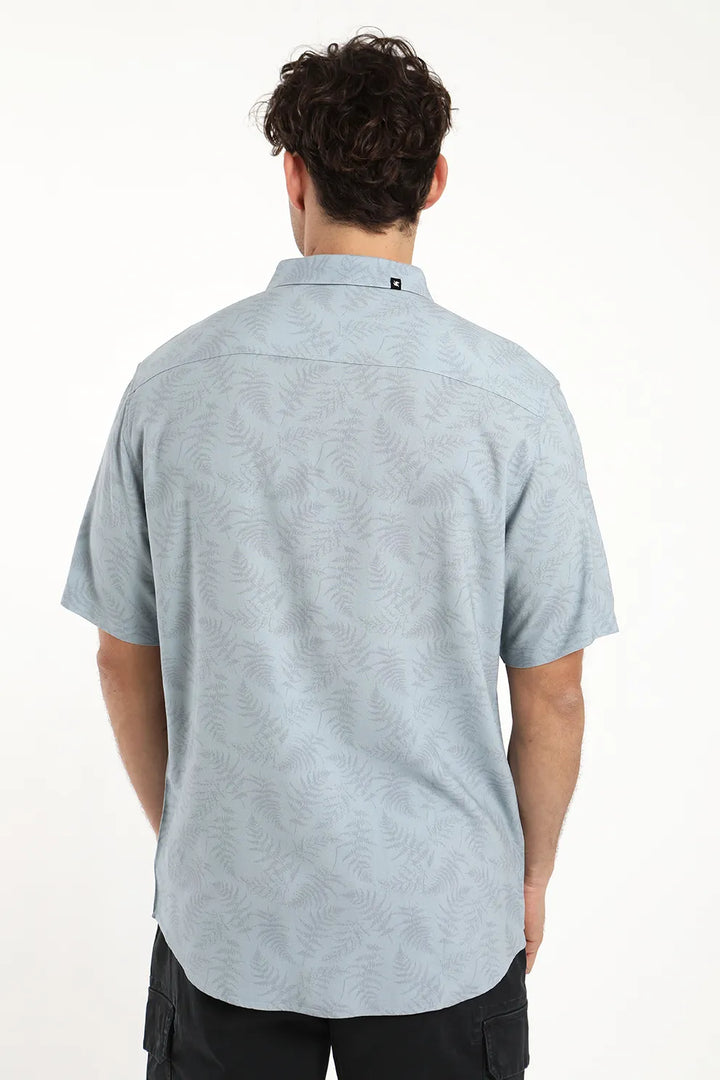 Camisa hombre manga corta Viscosa helechos gris - Viscosa