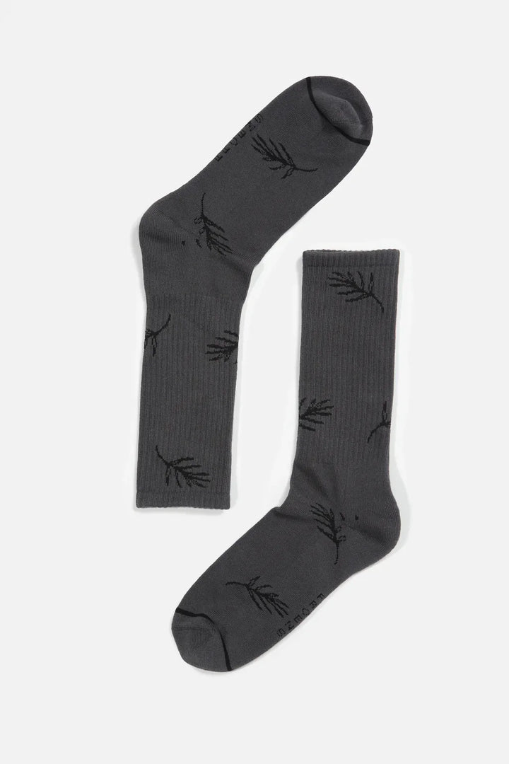 Calcetín hombre Hojas gris