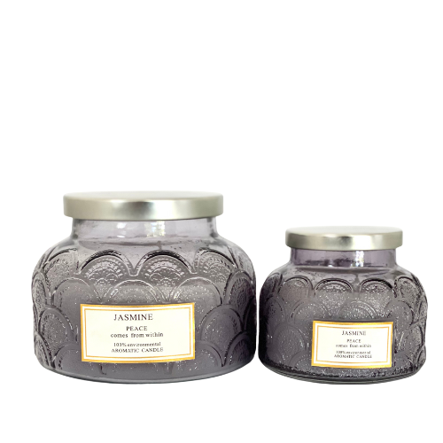 Vela bomb color gris fragancia jasmine