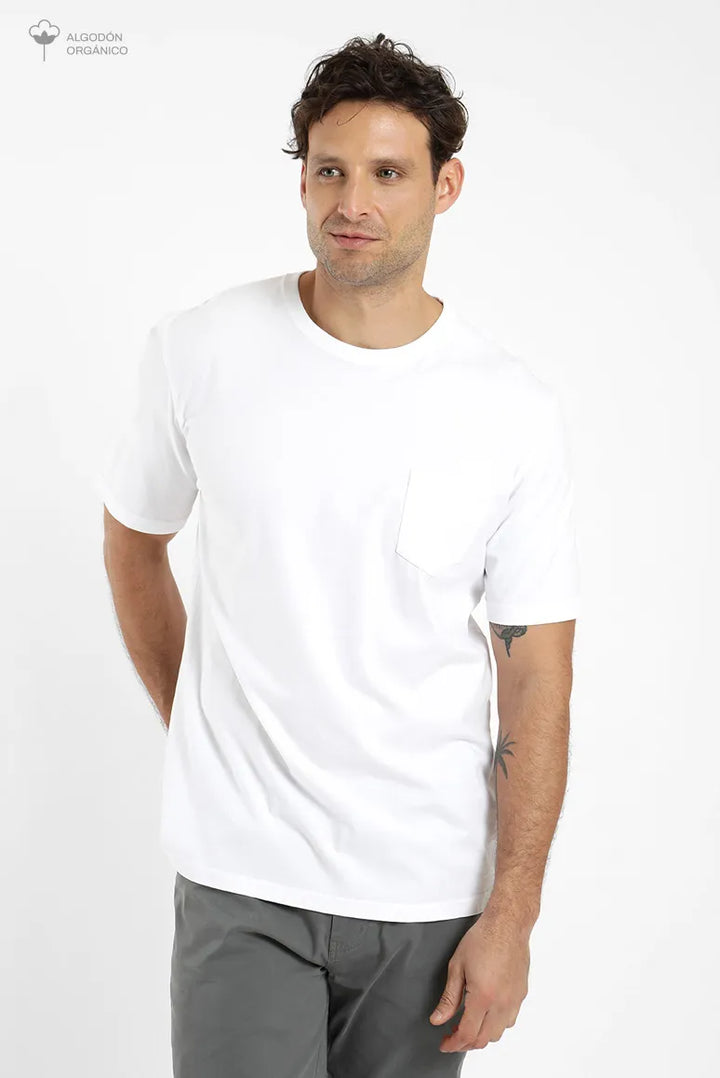 Polera manga corta Bolsillo blanco