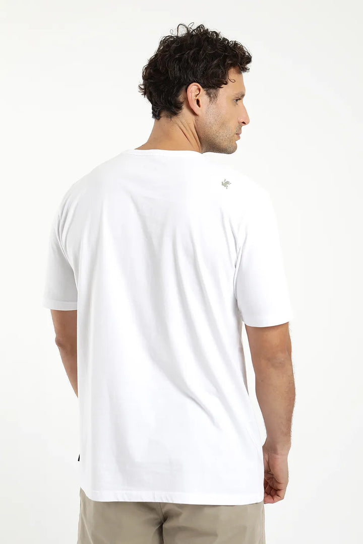 Polera manga corta Foto océano blanco