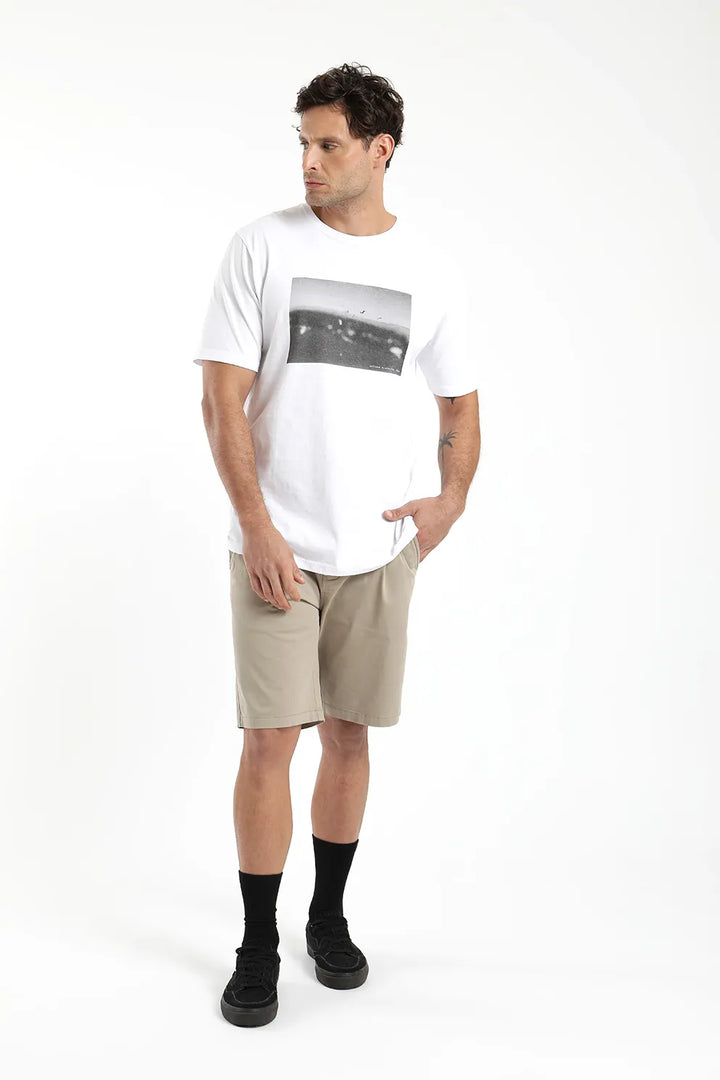 Polera manga corta Foto océano blanco