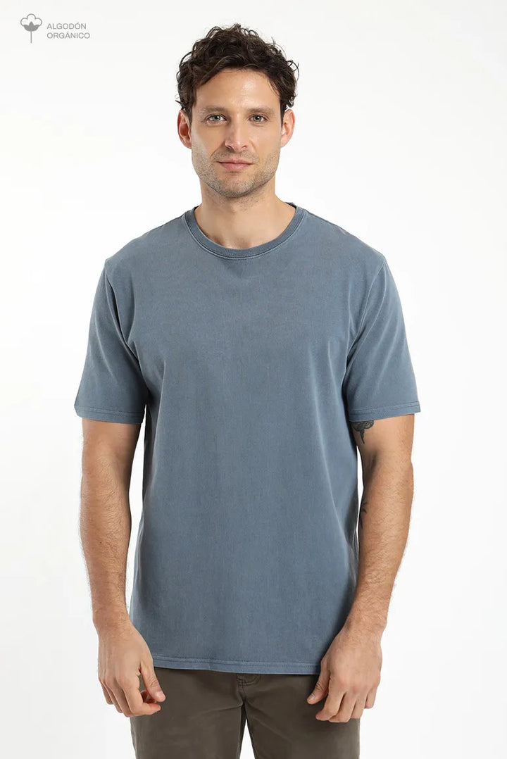 Polera manga corta Plain heavyweight azul