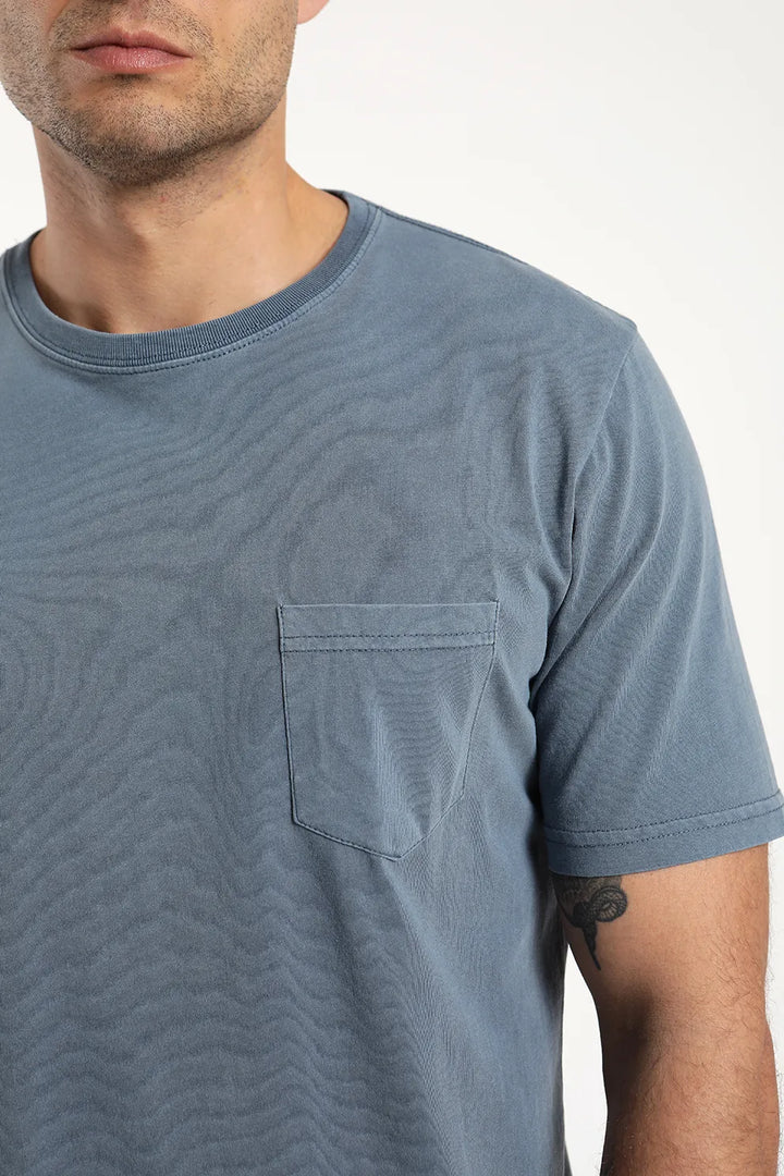 Polera manga corta Bolsillo azul
