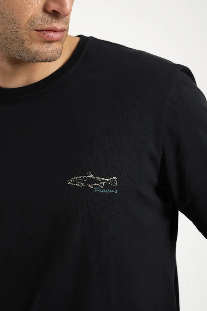 Polera manga corta Pez negro